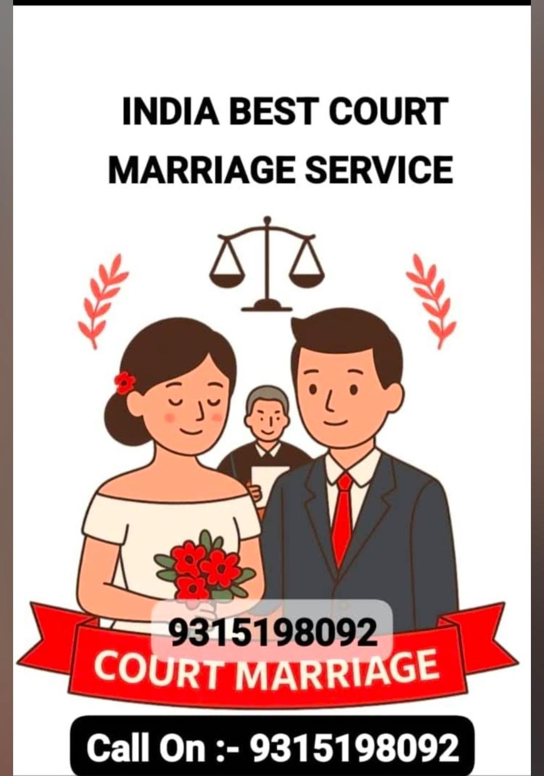 India Best Court Marriage Service Delhi 9891343962 — couple with marriage officer