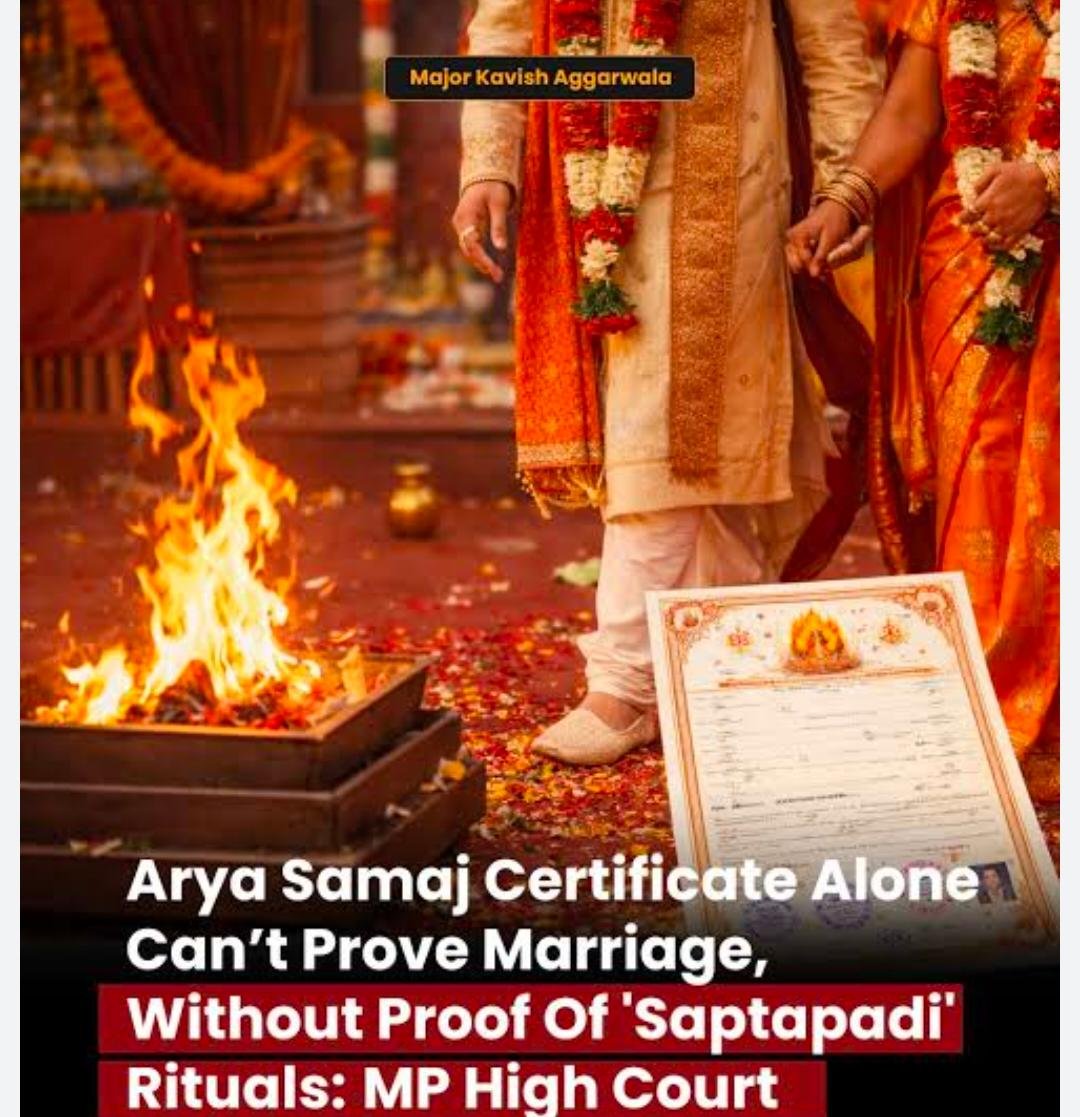 MP High Court ruling on Arya Samaj certificate and Saptapadi ritual proof
