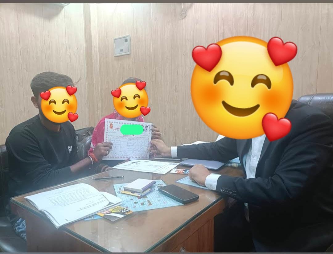 Couple holding marriage certificate at Delhi court - same day court marriage